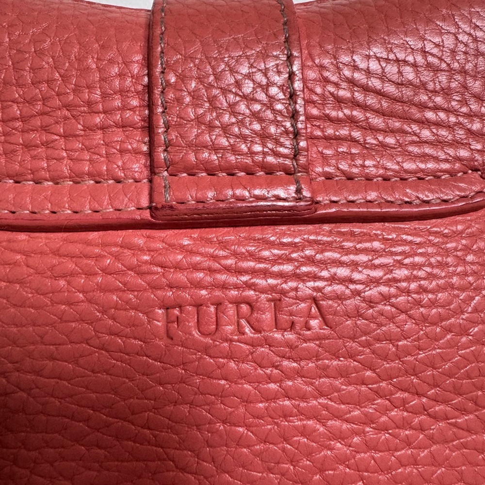 Furla Coral Leather Buckle Hobo Shoulder Bag. 9.5” by 7” by 0.5” - Picture 4 of 12